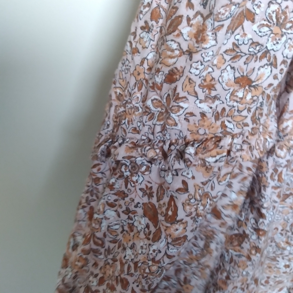 Universal Thread Floral Calico Ruffled Prairie Style Popover Blouse Size Large - Picture 3 of 8